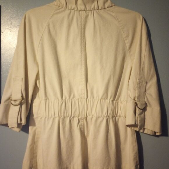 Loft ribbed high collar blazer/top half sleeve with buckle accent - Picture 5 of 11